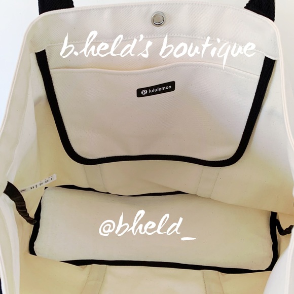 lululemon Daily Multi-Pocket Tote *Canvas Bag 20L in Natural/Black Brand New NWT - Picture 11 of 14